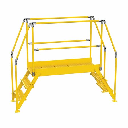 VESTIL 3 Step Cross-Over Ladder 28"H x 50"W Yellow Powder Coat Steel COL-3-26-44